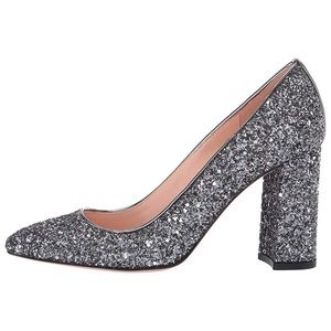 J. Crew Gunmetal Glitter Block Heel Pumps